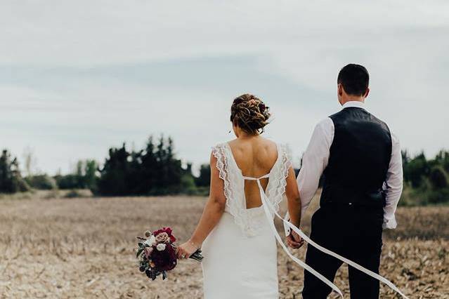 Beautiful Wedding Dress with Pictured with groom