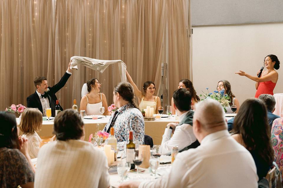 Candid reception moment