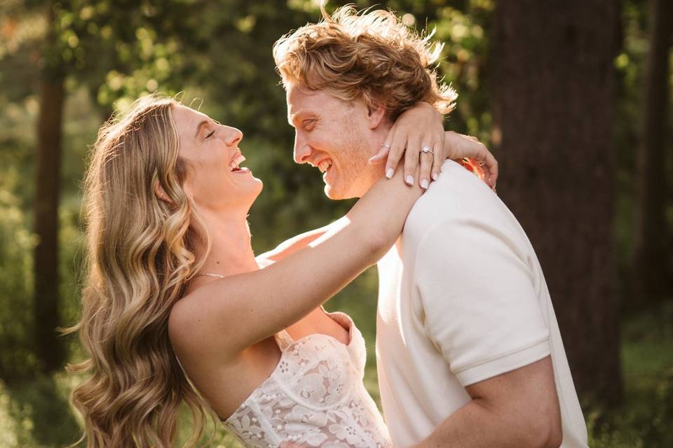 Laughing engagement photo