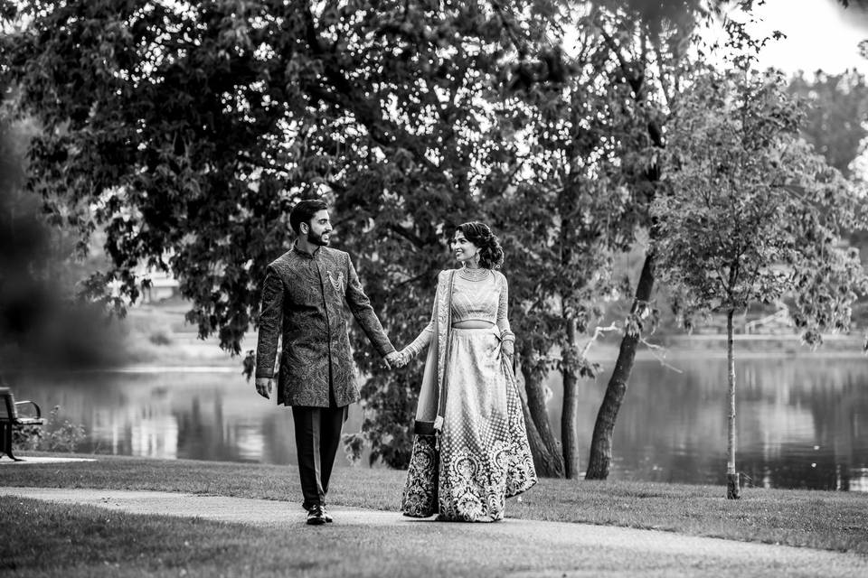 Newlywed stroll