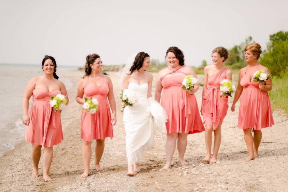 Ruby red bridesmaid dresses