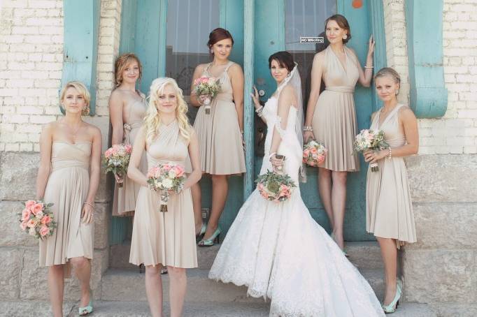 Neutral Champagne Bridesmaids