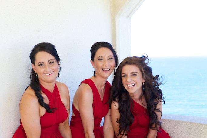 Ruby red bridesmaid dresses