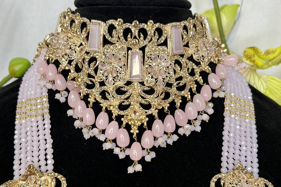 7pc Pink and Gold Set