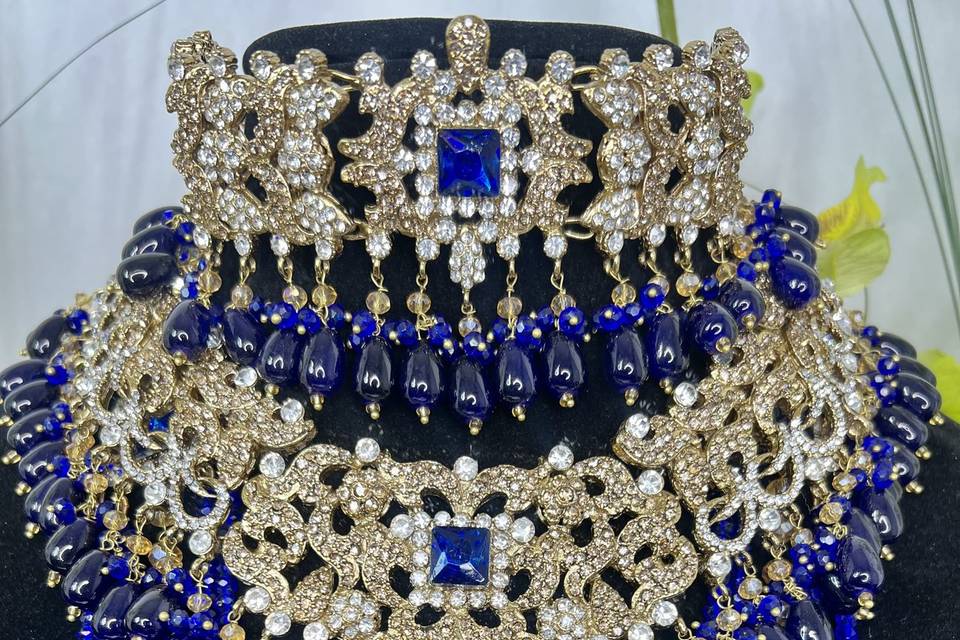 Blue and Gold Bridal Set