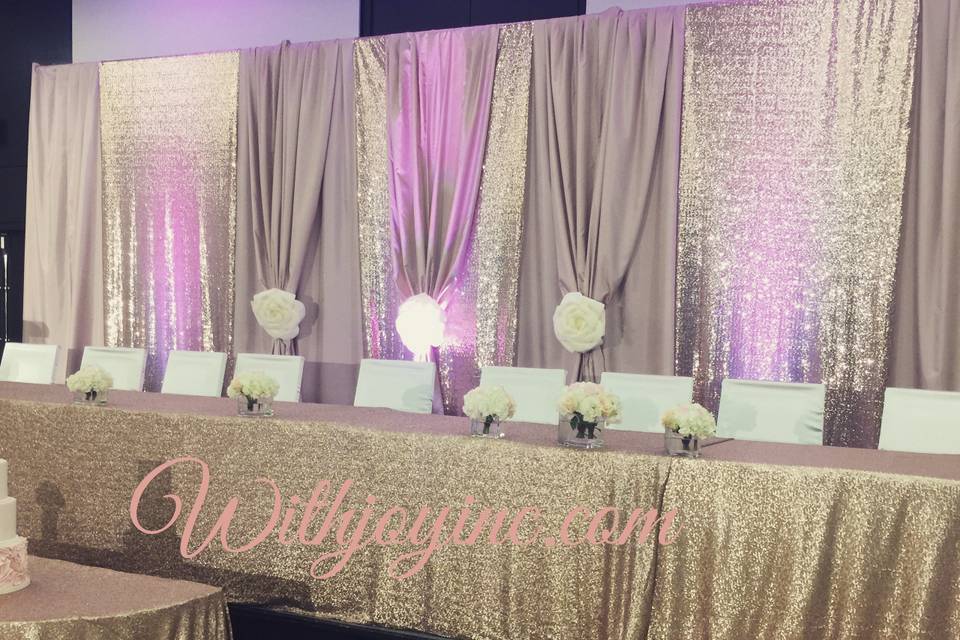 Rose gold backdrop glitter