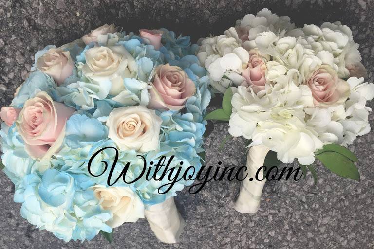 Blue and pink bouquet