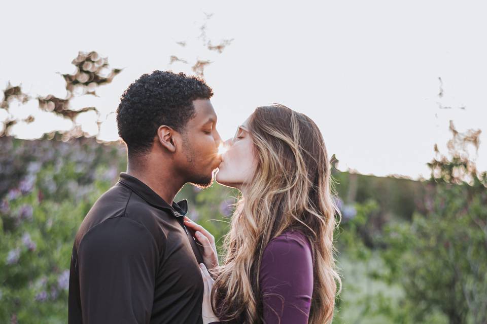 Kiss at sunset  and a heart