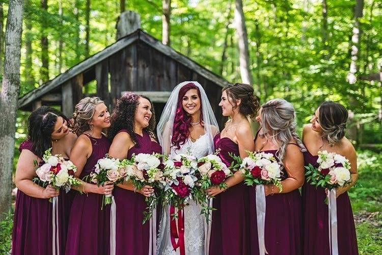 Bride and her bridesmaids