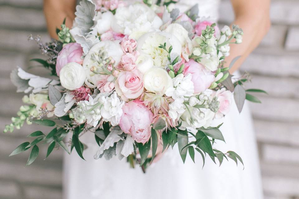 Holding the bouquet