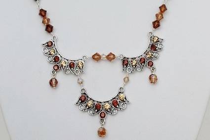 20047 - Simple elements -  Swarovski smoked topaz, crystal copper silver plated necklace set.jpg