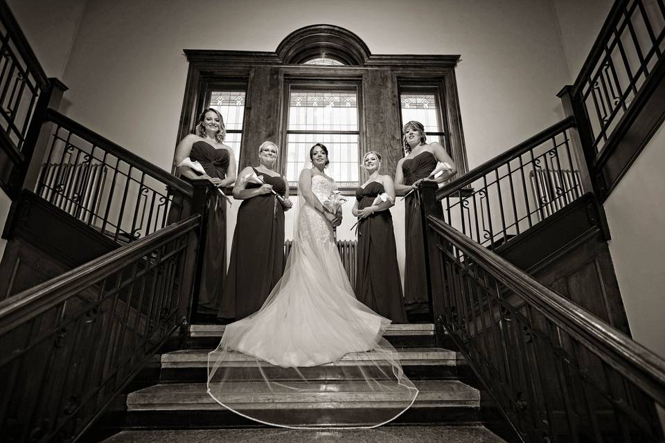 Maids of Honour in stair well