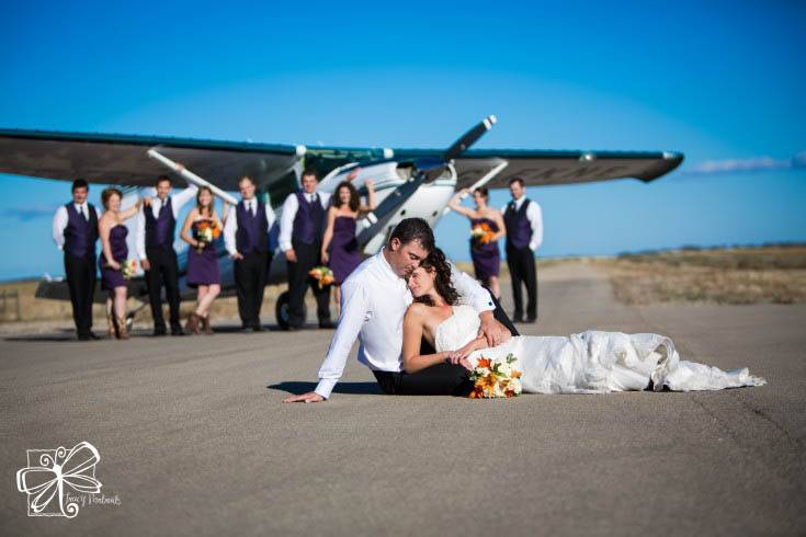 Plane and Wedding Party