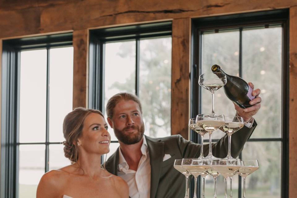 Bride + Groom Champagne Tower