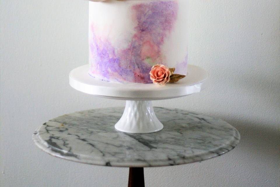 Watercolour hand painted cake