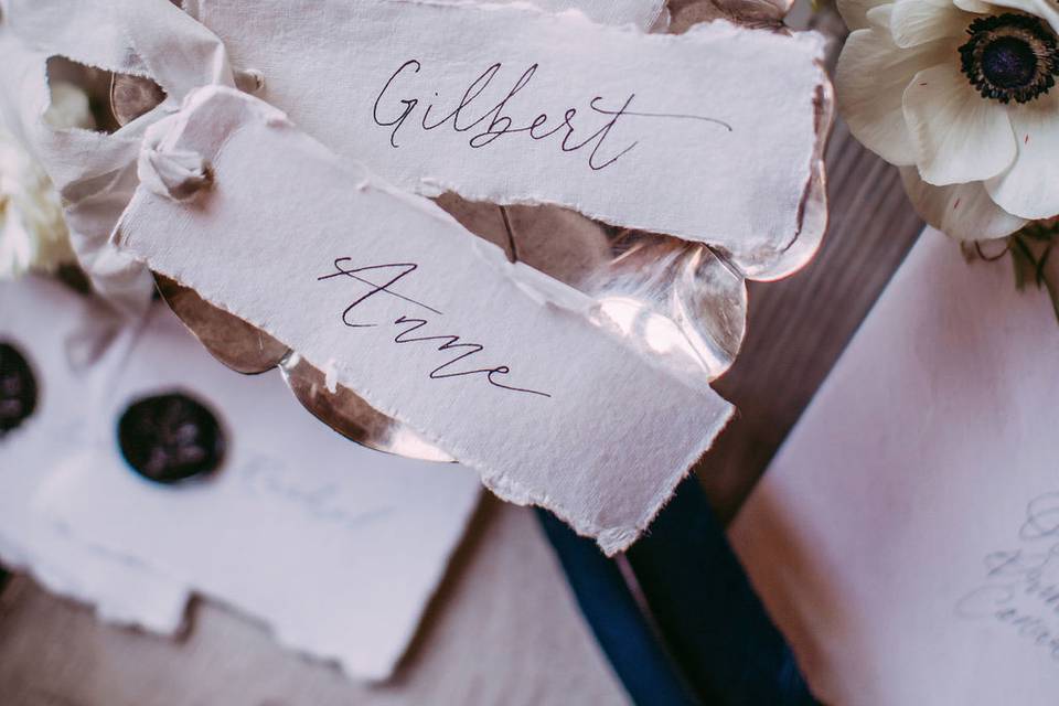 Handmade paper placecards