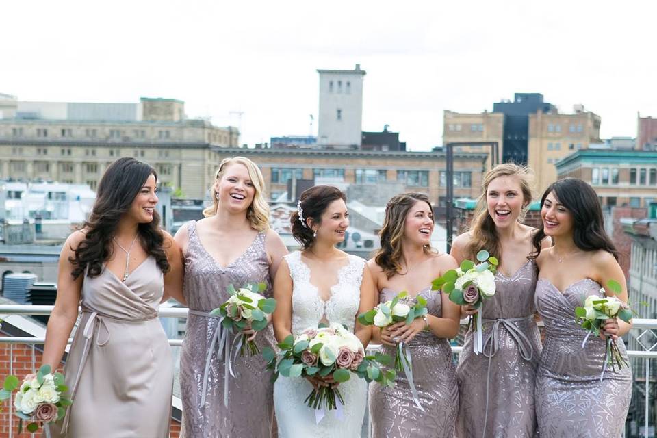 The bride and bridesmaids