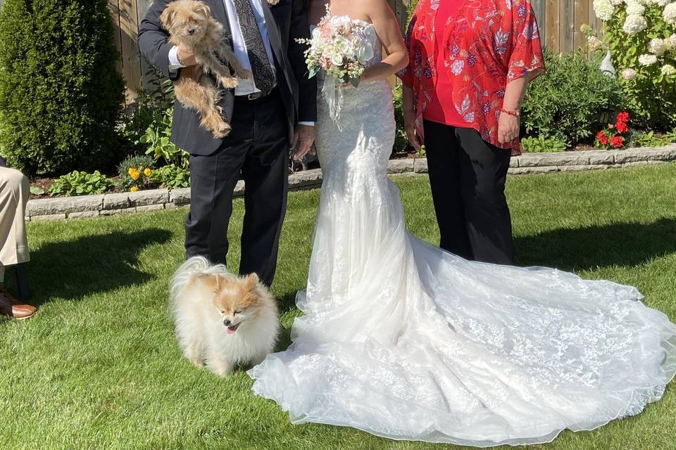 Valerie at a backyard wedding