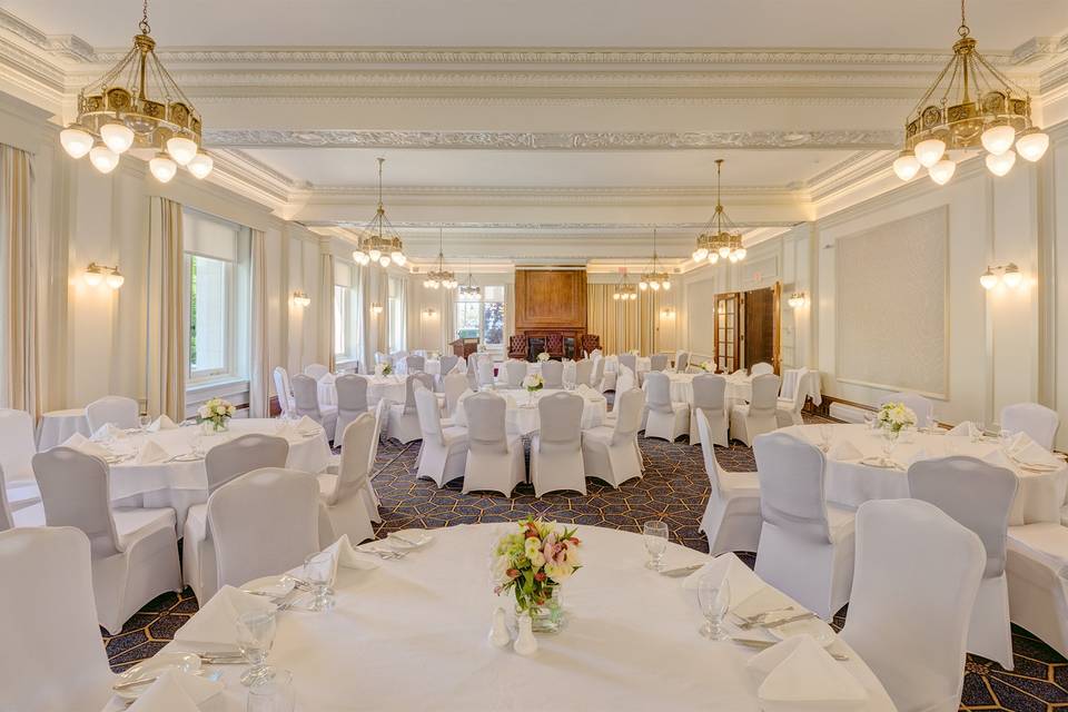 Ballroom set for lunch