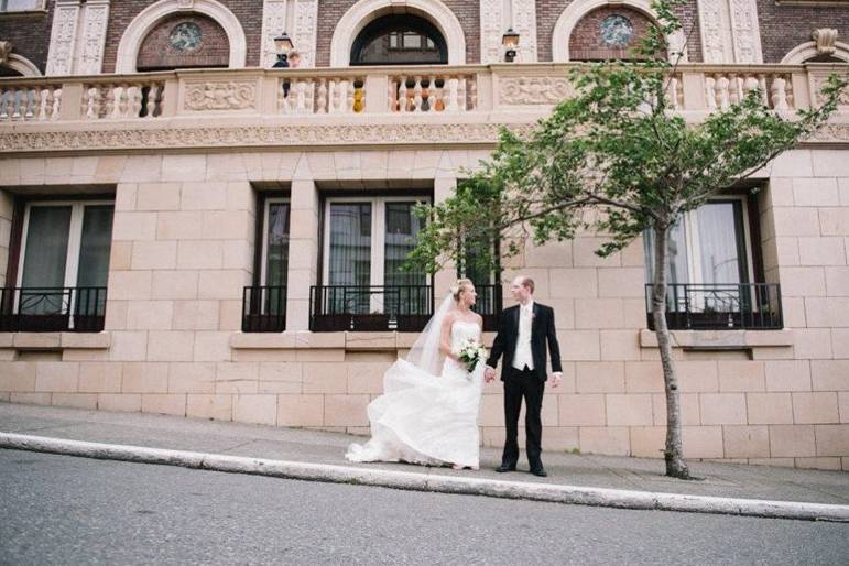 Bride & groom outside