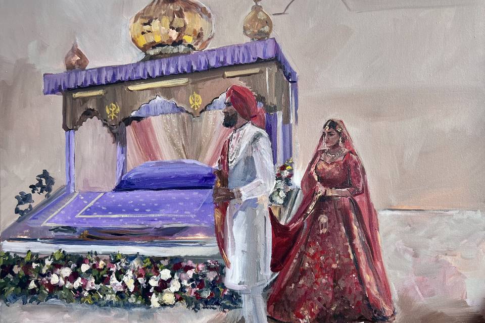 Sikh live wedding painting