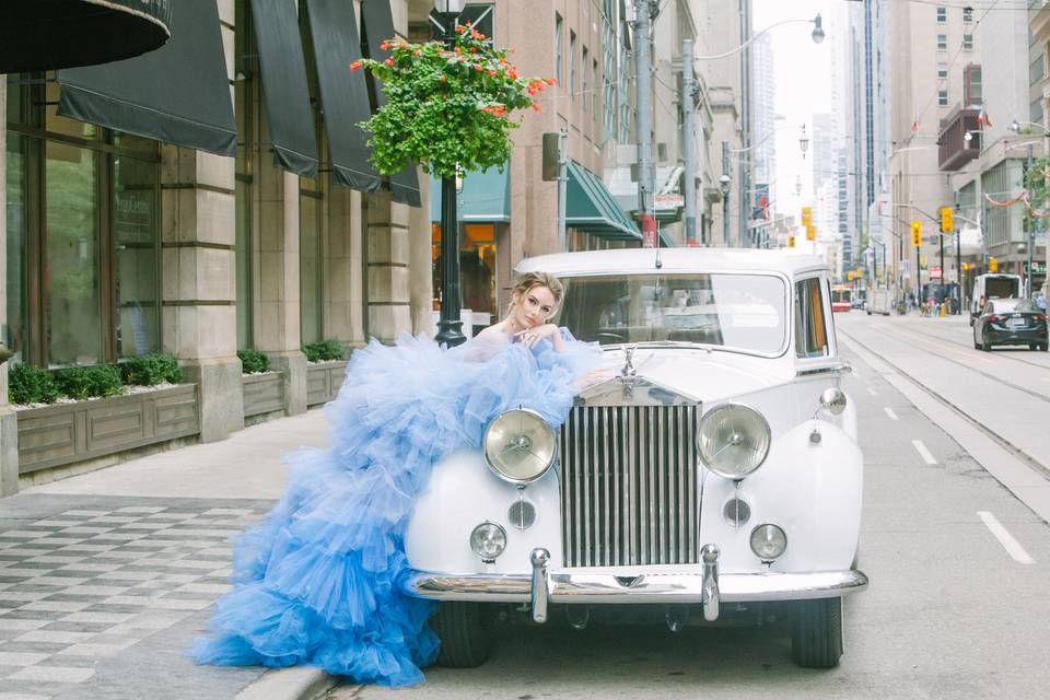 Bride and car