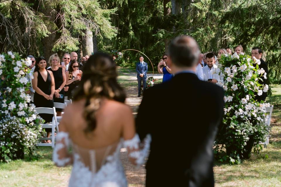 Bride walking down the aisle