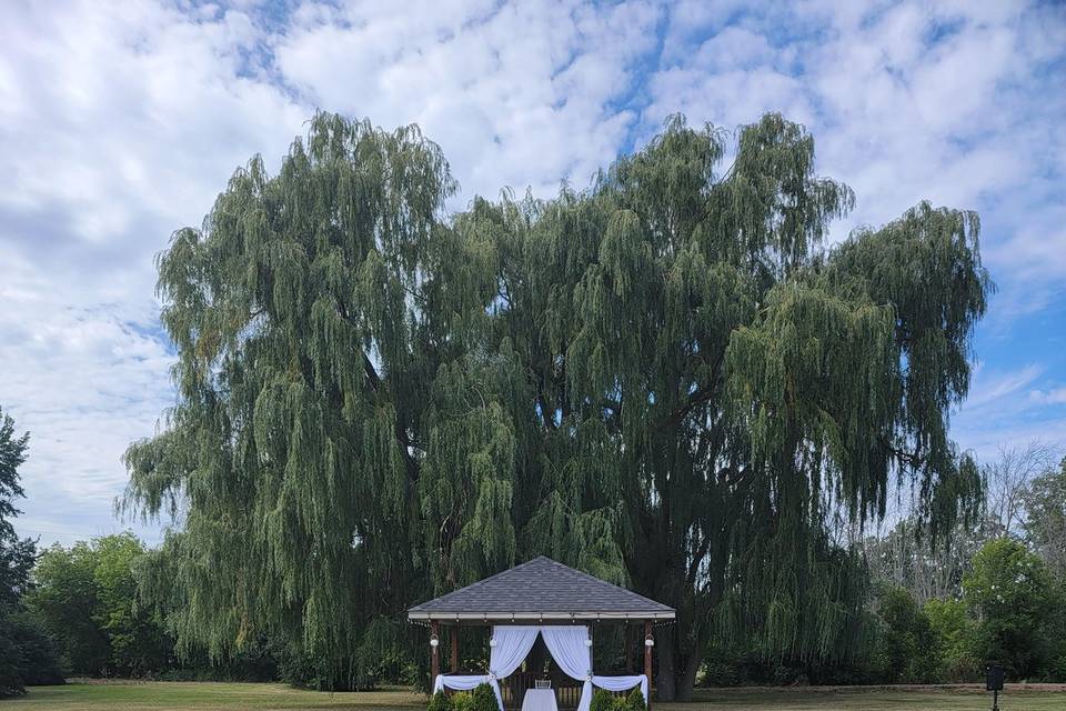 White draping for ceremony