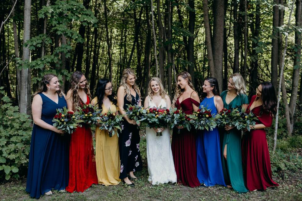 Jewel tone bridesmaids bouquet