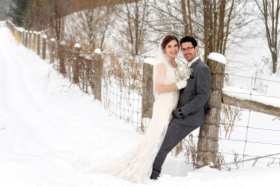 Beautiful bride in winter