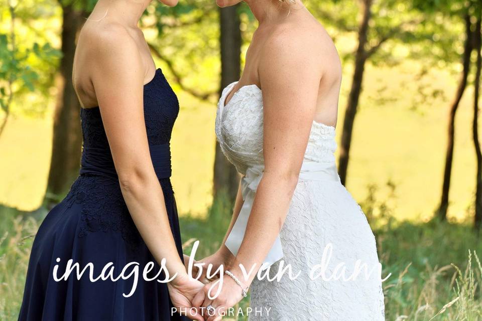 Bride and Sister in Farm Field