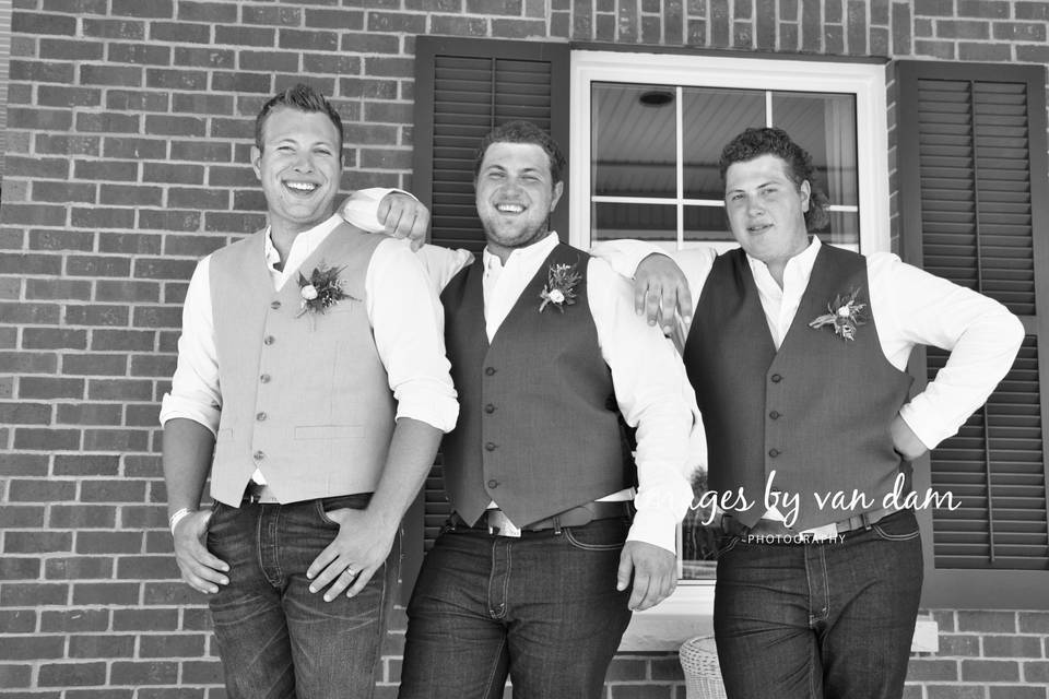 Brothers at Country Wedding