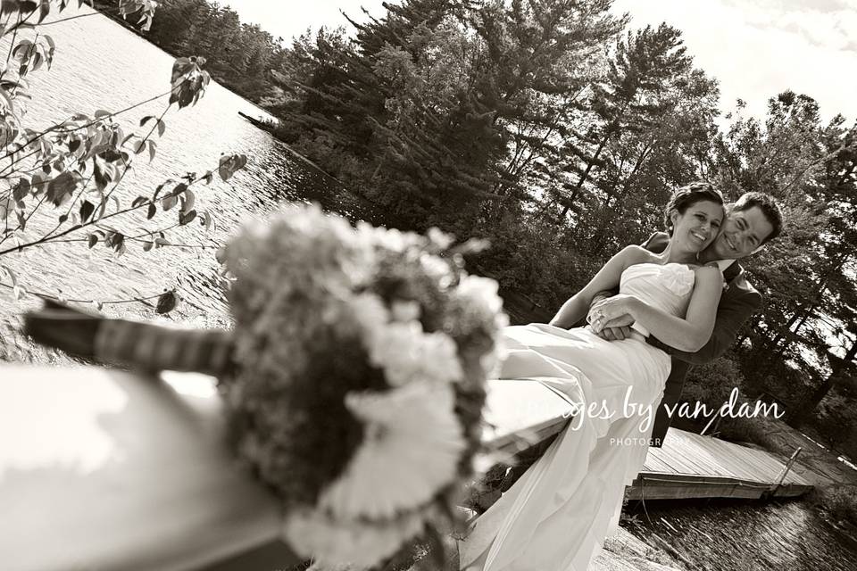 Bride and Groom on Dock