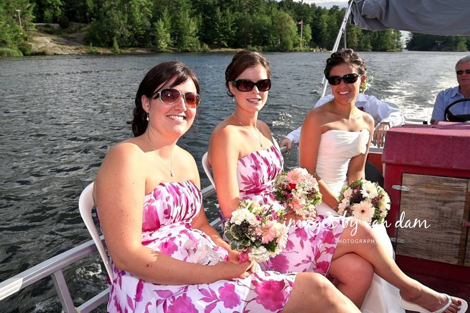 Bride Hops Off Boat to Island