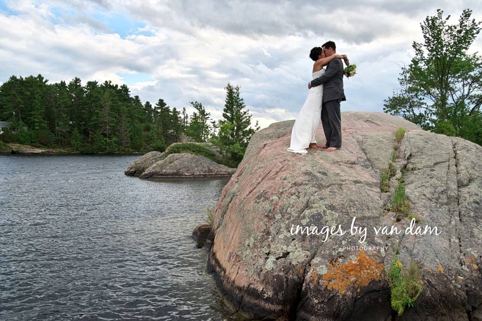 Bride and Groom on Cliff