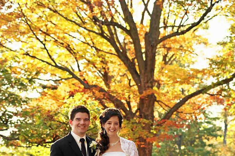 Bride and Groom in Grove