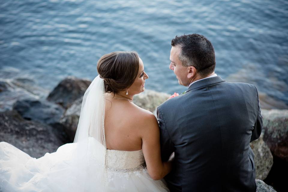 Bride and Groom by the water