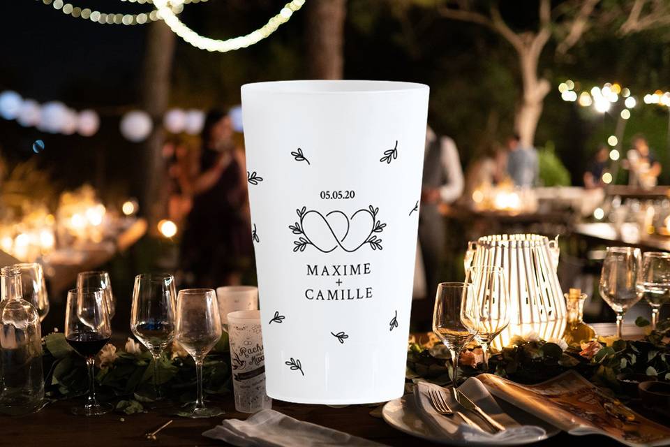 Verres Mariage Coeur Feuille