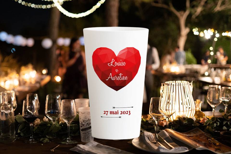 Verres Mariage Amour Coeur