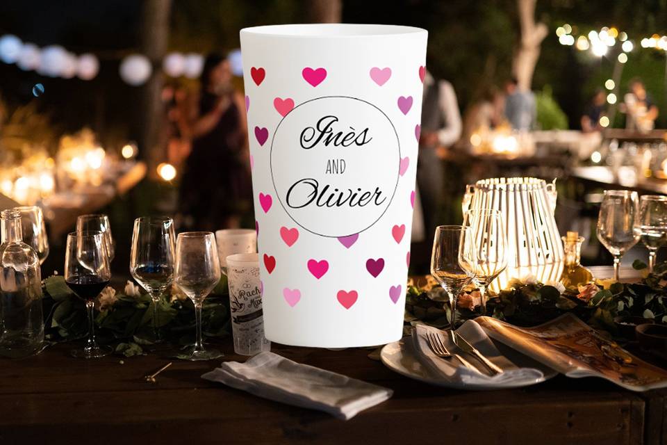 Verres Mariage Coeurs Love