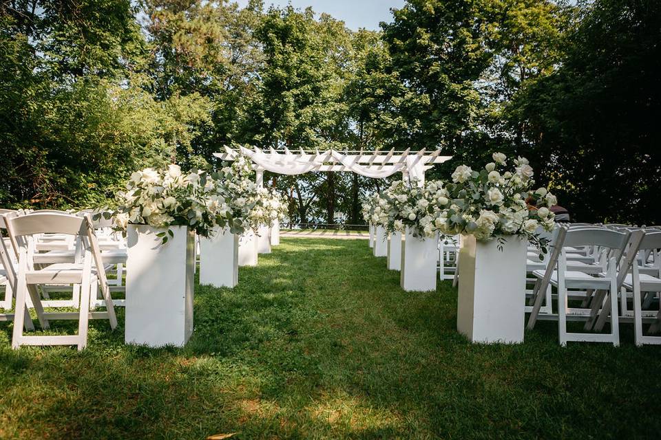 Ceremony aisle large florals