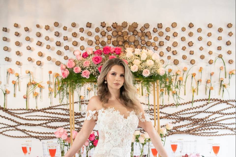 Tablescape pink white wedding