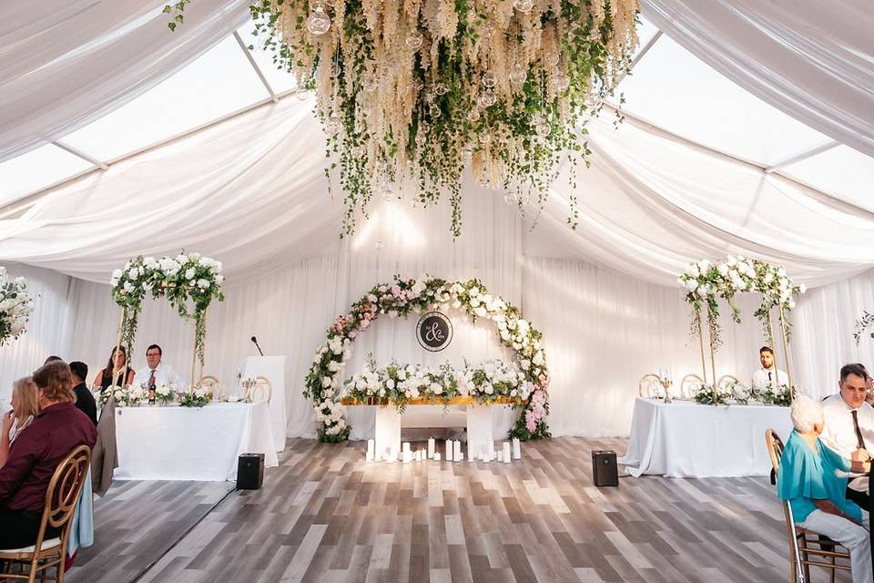 Hanging florals wedding