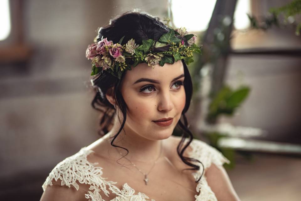 Boho floral crown bride