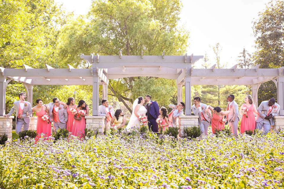 Outdoor bridal party photo