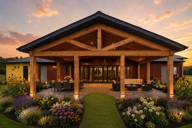Porch for ceremony on a rainy