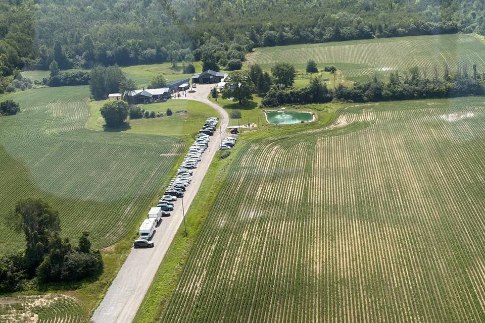 Drive in to the  farm venue