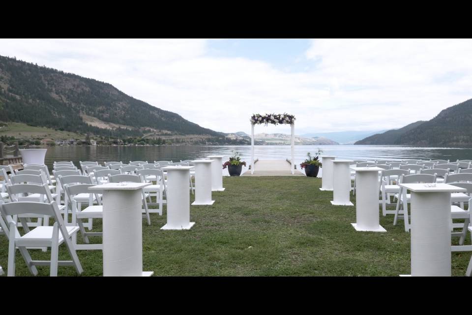 Outdoor wedding ceremony setting