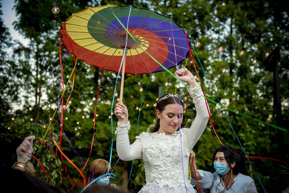 The bride above