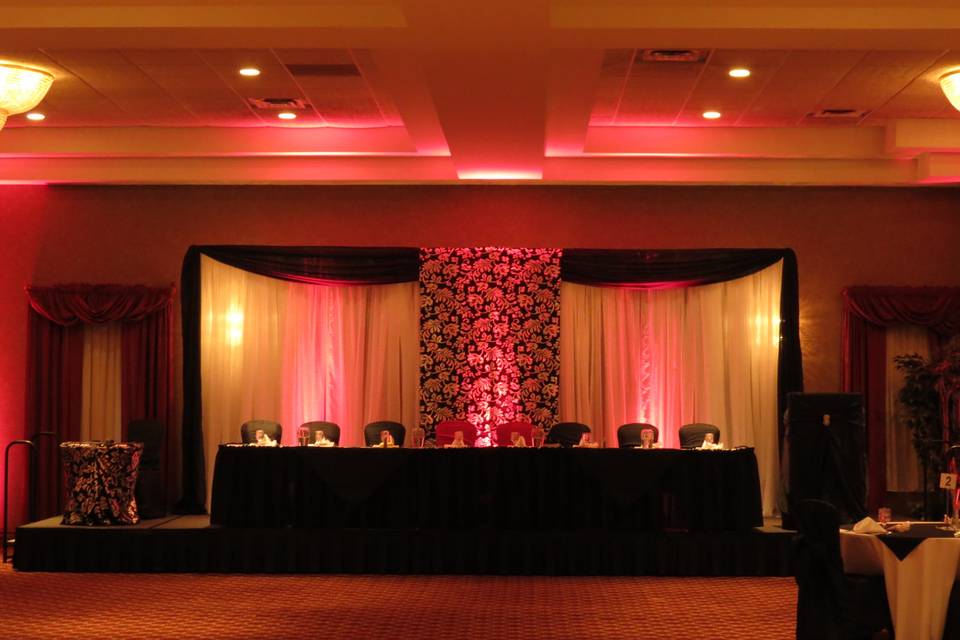 Backdrop, lighting & decor